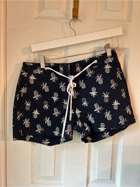 Nautica Navy Pineapple-Print Drawstring Athletic Shorts